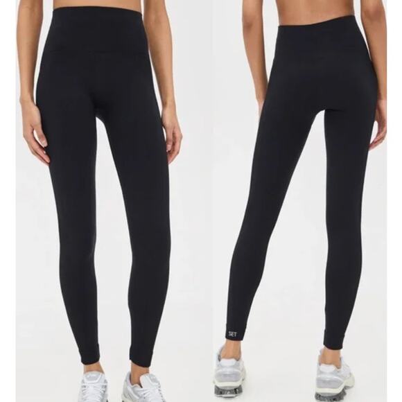 Set Active Sculptflex Power High Rise Leggings Black Size Medium Athleisure Yoga - Picture 1 of 11